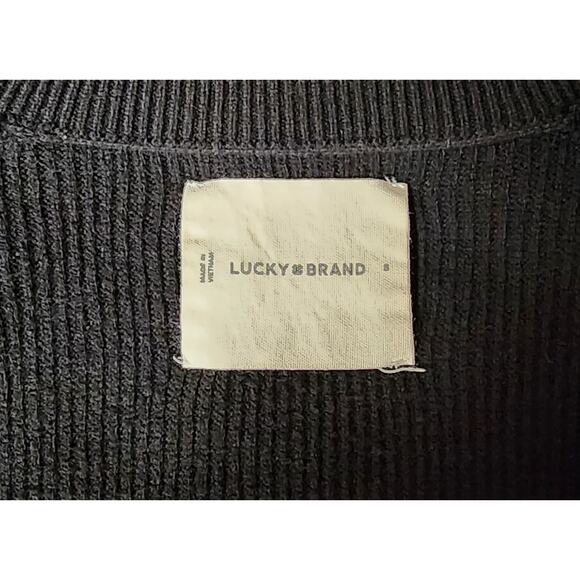 Lucky Brand Women's Solid Black V-Neck Long-Sleeve Sweater Size Small S Top - Picture 7 of 7